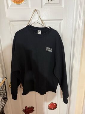 Nike Black Crewneck Sweatshirt with Small White Stussy Patch